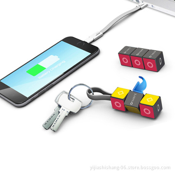 Yj FASHION High Quality 3 in 1 Keychain USB Charging Cable Fashion Phone Rubik's Cube Data Cable